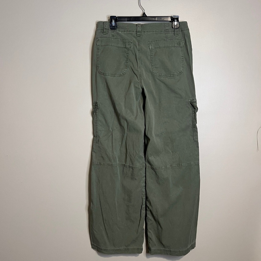 American Eagle Green Cargo Pants Womens 10 Regular Wide Leg Baggy Utility Y2K - Picture 2 of 9